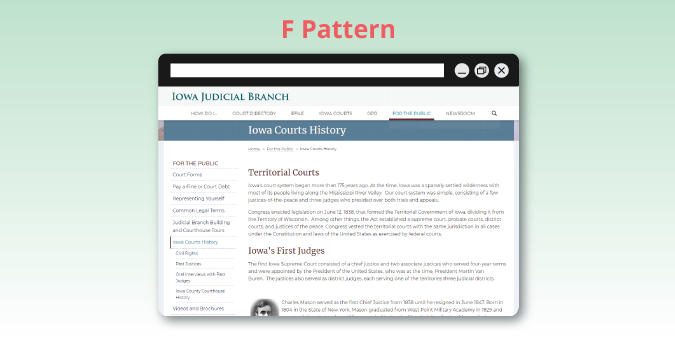 Example of website with F Pattern layout.