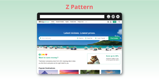 Website with Z Pattern layout.