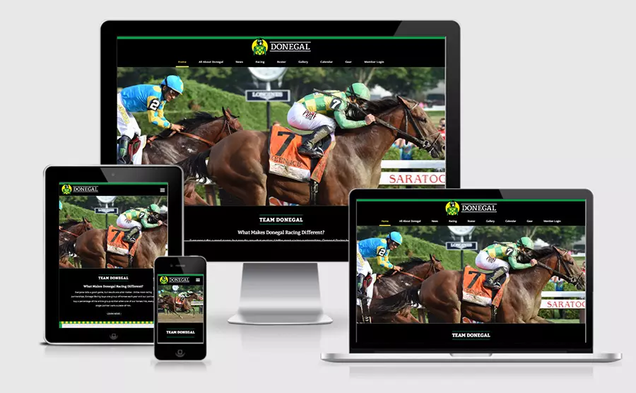 Donegal Racing responsive website showcase designed by Global Reach, a leader in sporting industry web design in Iowa and the midwest.