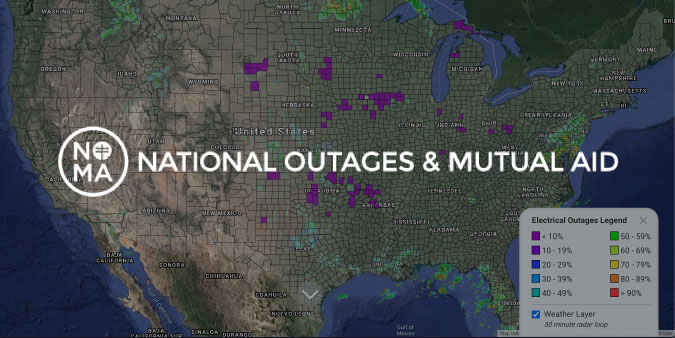 Electrical Outage Map provided by NOMA- nationaloutages.com