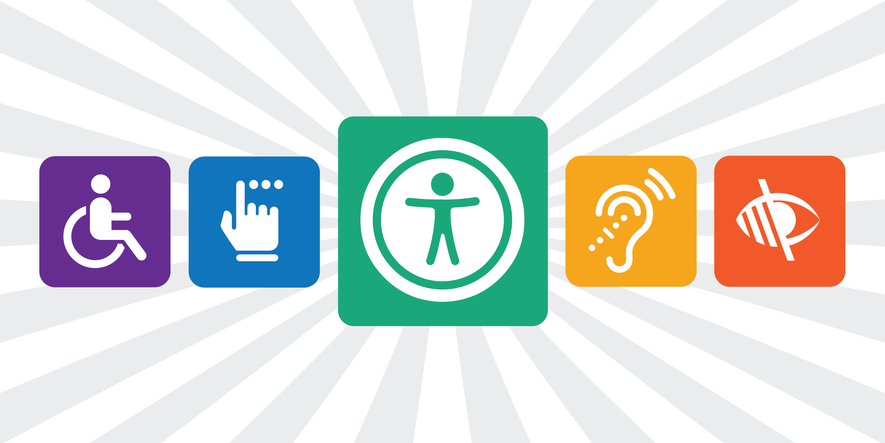 Collage of icons representing web accessibility. 